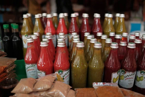 Molhos Locais Mercado Alimentos Tbilisi — Fotografia de Stock