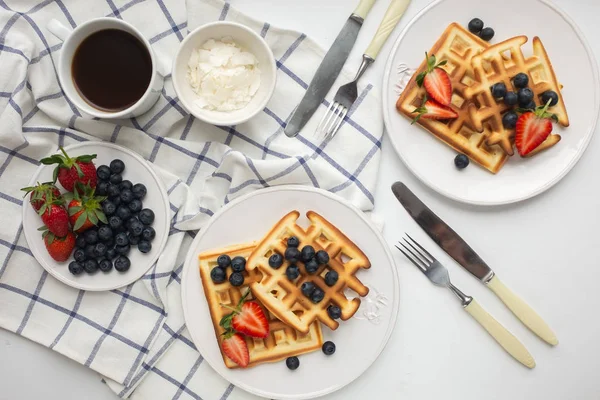 Healthy Homemade Breakfast Waffles Berries — Stock Photo, Image