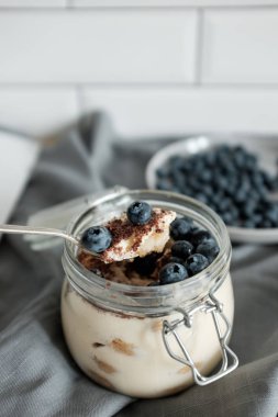 Yaban mersini ve chia tohum ile yoğurt