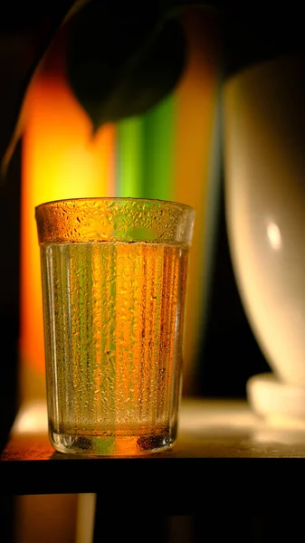 Empty Glass Blurred Colourful Background — Stock Photo, Image
