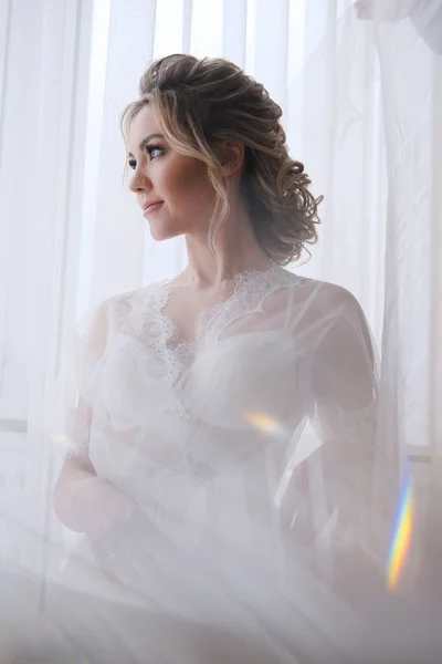 Portrait Bride Peignoir — Stock Photo, Image