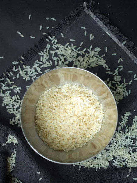 Bowl Rice Dark Table Background — Stock Photo, Image