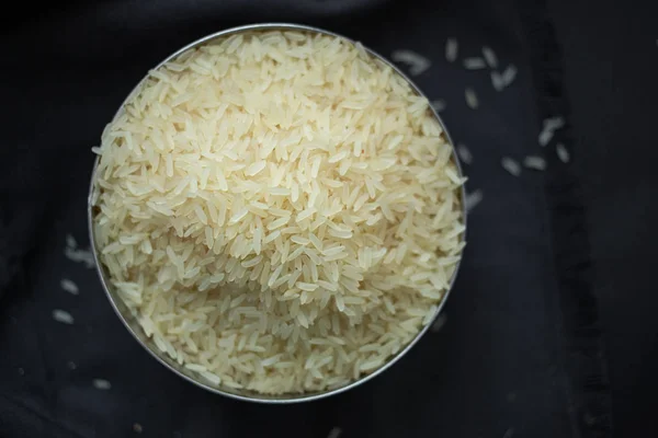 Bowl Rice Dark Table Background — Stock Photo, Image