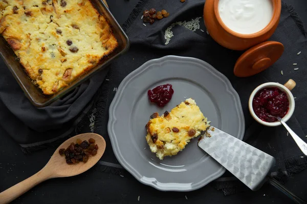 Cheesecake Jam Served Table — Stock Photo, Image