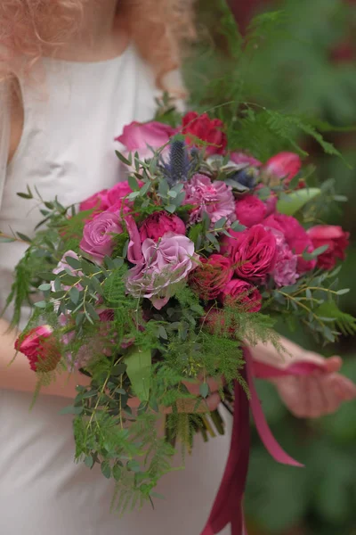 Bouquet Sposa Rosa Vista Vicino — Foto Stock