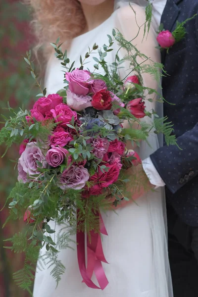 Bouquet Casamento Rosa Vista Close — Fotografia de Stock