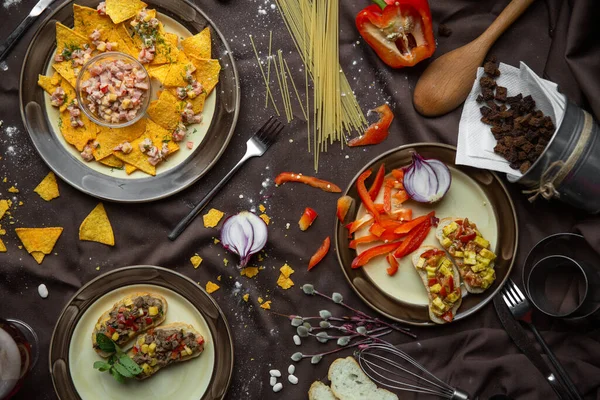 Mezcla comida mexicana fondo colorido México — Foto de Stock