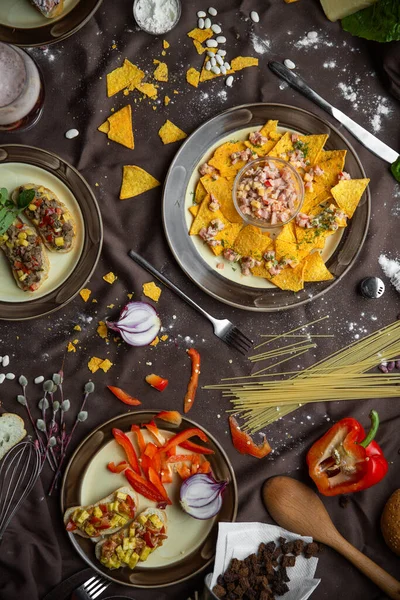Mexicaanse voedsel mix kleurrijke achtergrond Mexico — Stockfoto