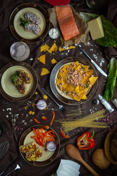 Mezcla comida mexicana fondo colorido México — Foto de Stock
