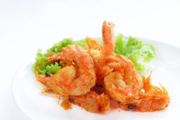 Prawn fried with tempura flour. — Stock Photo, Image