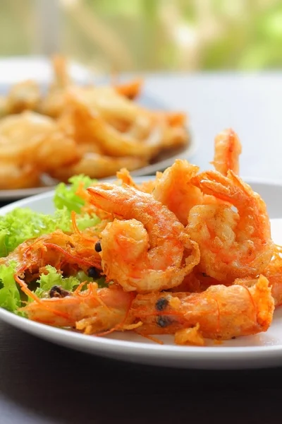 Prawn fried with tempura flour. — Stock Photo, Image