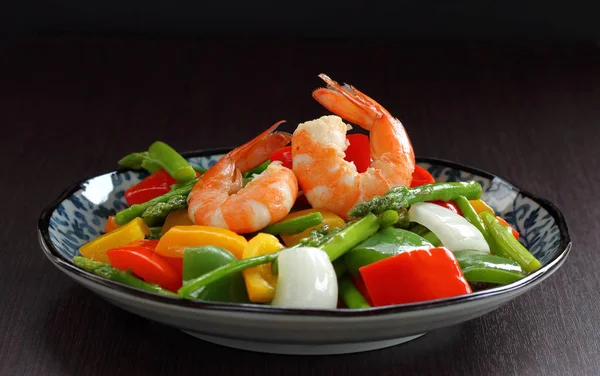 Shrimp and mixed vegetable fried. — Stock Photo, Image