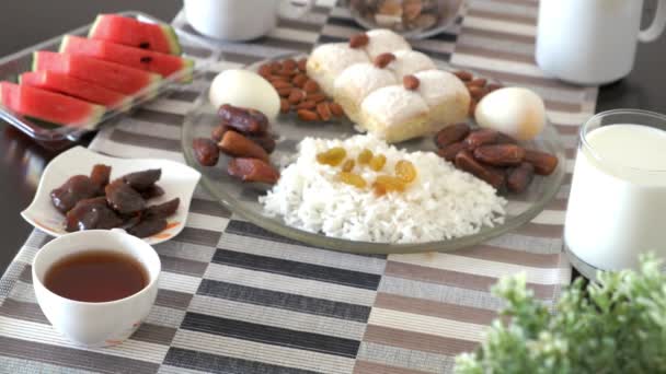 Dates Palm Fruit Serving Picking Islam Ramadan Eid Fitr Concept Stock Footage