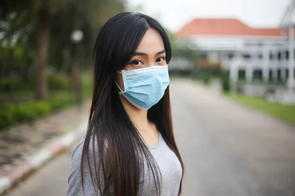 Asian woman  wearing face protection,Virus mask,Healthcare and sickness prevention from coronavirus, Covid19