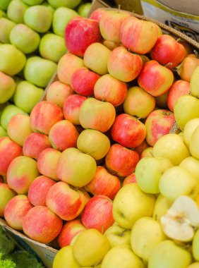 Various Fruits And Vegetables For Sale At Market Stall