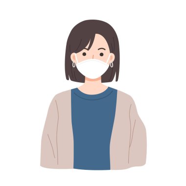 Tıbbi maske takan kadın portresi. Virüs koruması. Sağlıklı yaşam tarzı.