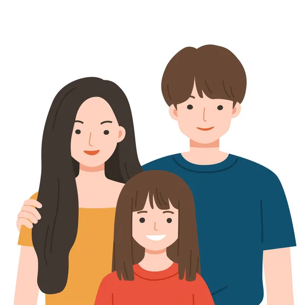 Šťastná Rodina Zůstává Pohromadě Šťastná Rodina Tátou Mámou Dcerou Vektorová — Stockový vektor