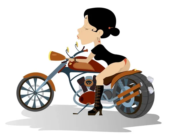 Biker babe illustrartion — Stockvector
