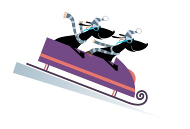 Köpek bobsledding illüstrasyon