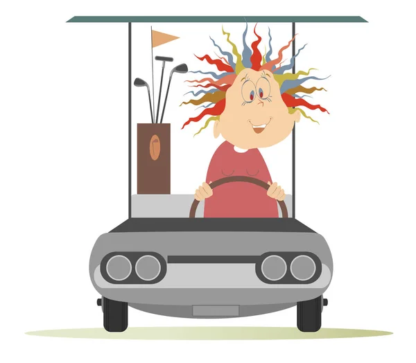 Woman in the golf cart — Stock Vector