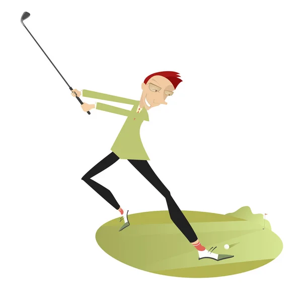 Glimlachend golfer golfen — Stockvector