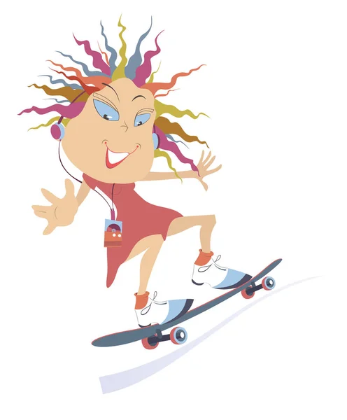 Skateboarding menina ilustração — Vetor de Stock