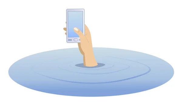 El ile denizden yükselen bir telefon