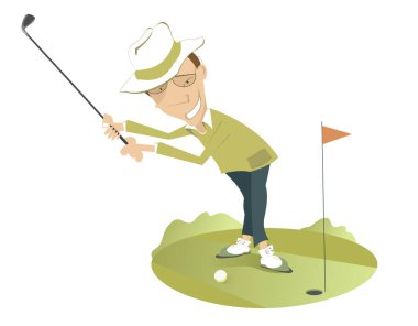 Golf sahasında gülümseyen golfçü