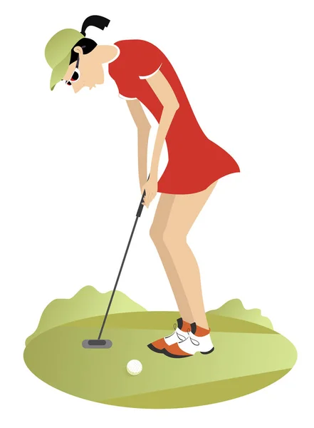 Golf oynayan kadın — Stok Vektör