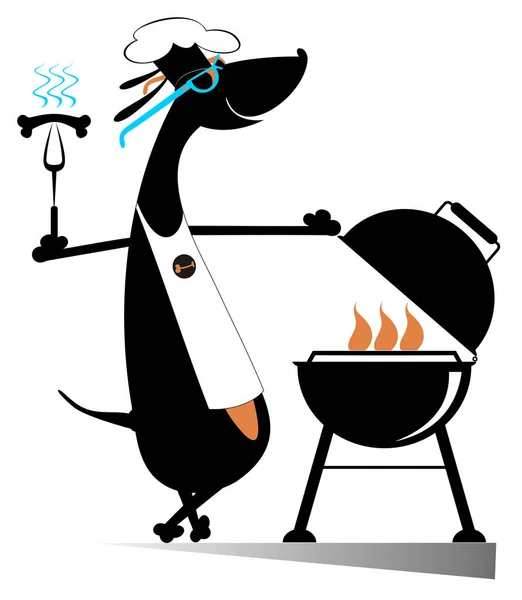 Grill und Hund isoliert — Stockvektor