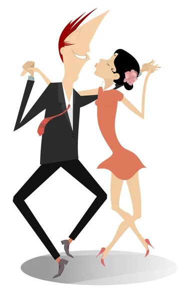 Baile joven pareja aislada — Vector de stock