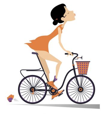 Genç ve güzel kadın izole bir bisiklet sürmek