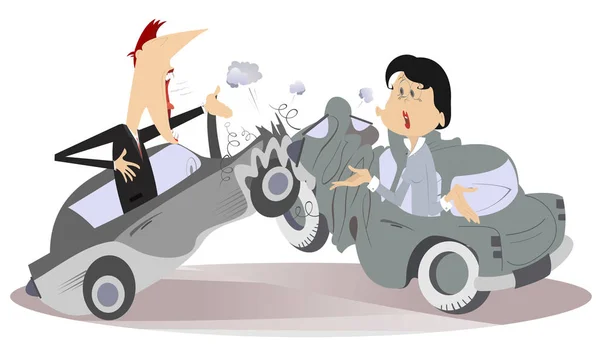 Accident de la route, jeune homme et jeune femme — Image vectorielle