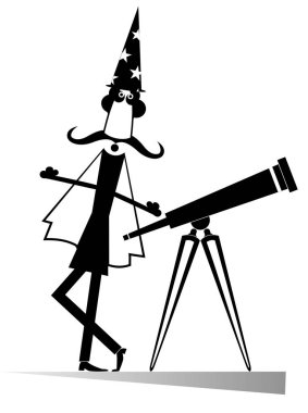 Çizgi film stargazer izole teleskop ile