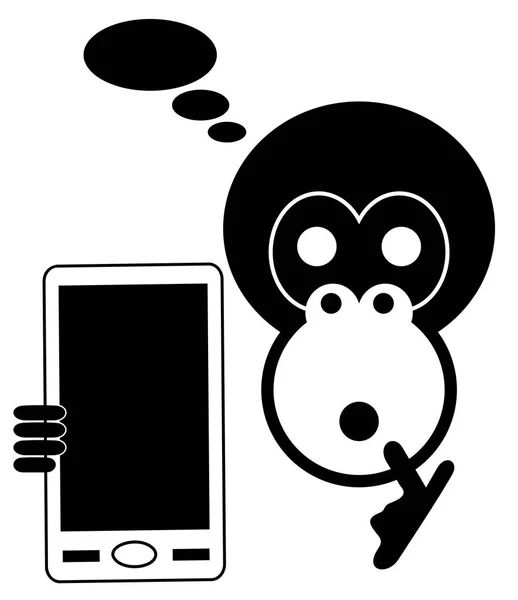 Opice s chytrý telefon, samostatný — Stockový vektor