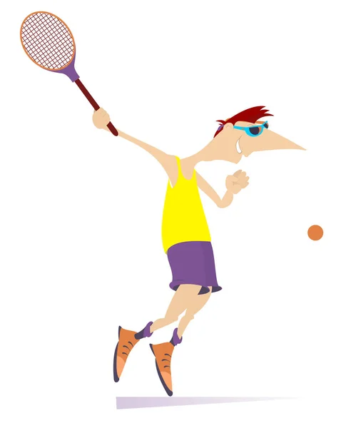 Giovane uomo che gioca a tennis isolato — Vettoriale Stock