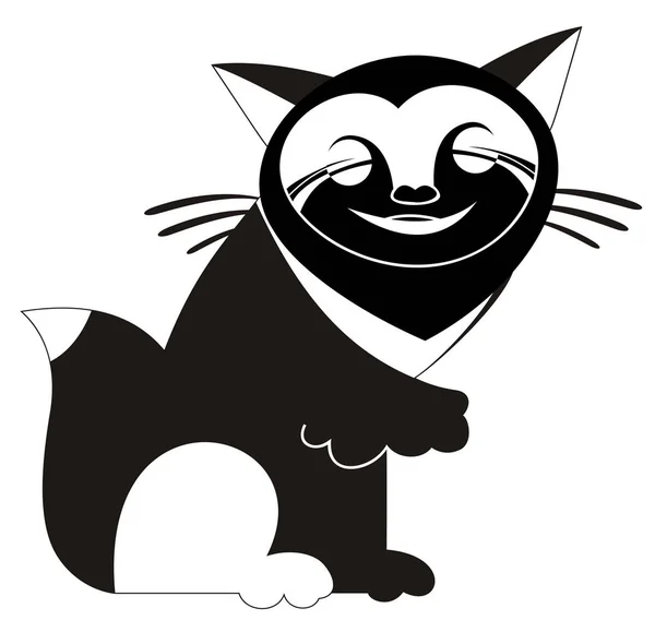 Originální Černé Bílém Ilustrace Usmívající Kočka Usmívající Kočka Černá Bílé — Stockový vektor