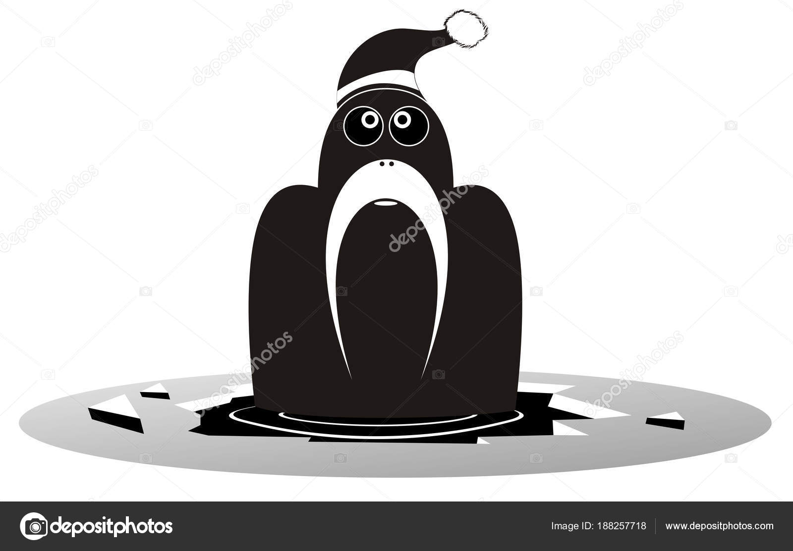 Dessin Animé Morse Dans Illustration Isolé Trou Glace