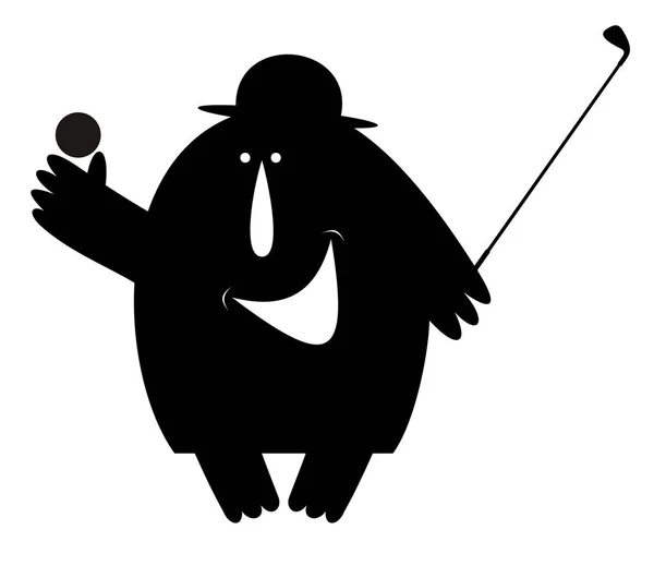 Hombre Sonriente Sombrero Jugador Bolos Juega Golf Ilustración Aislada Hombre — Archivo Imágenes Vectoriales