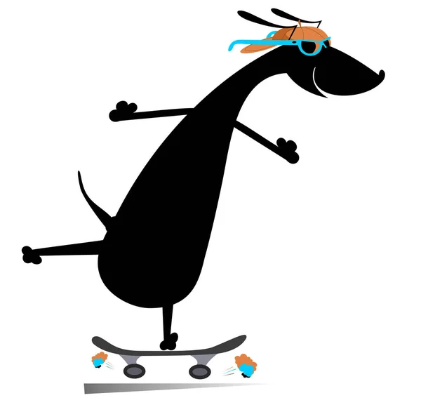 Zeichentrickhund Ein Skateboarder Zeichentrickdackel Fährt Auf Dem Skateboard — Stockvektor
