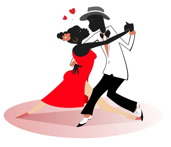 Romántica Danza Joven Pareja Africana Ilustración Aislada Romántica Danza Joven — Archivo Imágenes Vectoriales