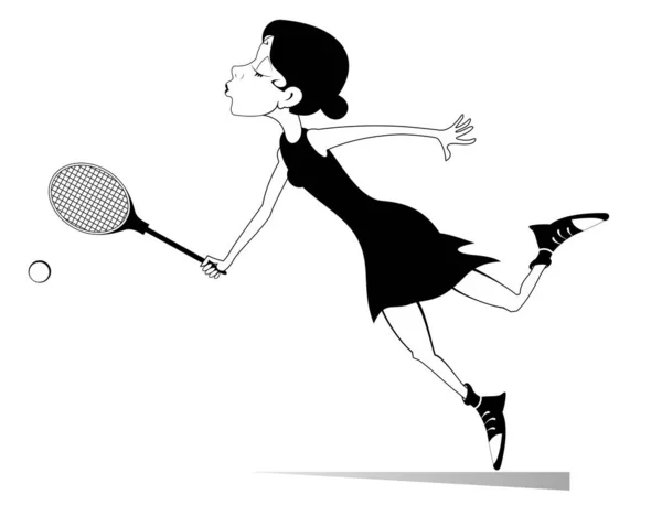 Junge Tennisspielerin Isoliert Illustration Hübsche Junge Frau Mit Tennisschläger Schlägt — Stockvektor