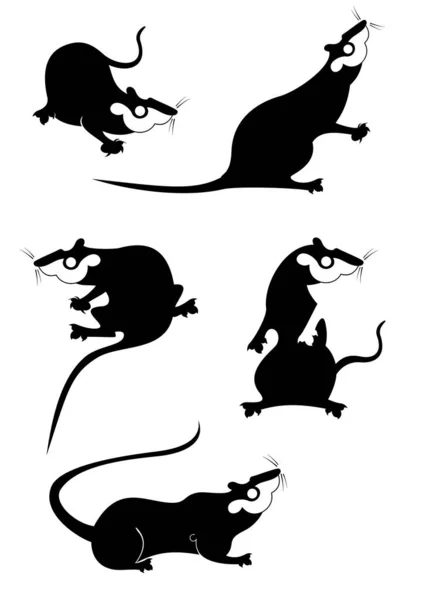 Ensemble Original Rat Souris Pour Design Rat Souris Original Noir — Image vectorielle