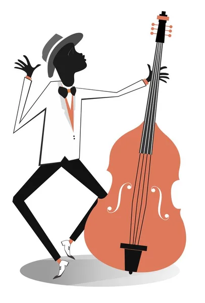 Ilustración Afroamericana Violonchelista Músico Afroamericano Toca Violonchelo Con Inspiración Aislada — Vector de stock