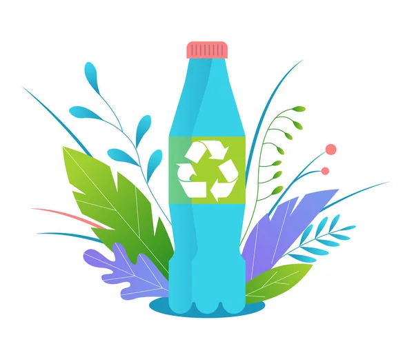 Kunststoff recyceln. Recycling von Plastikflaschen. Vektorillustration — Stockvektor