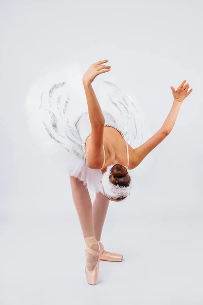 Attraente Giovane Ballerina Con Bel Corpo Body Che Balla Punta — Foto Stock