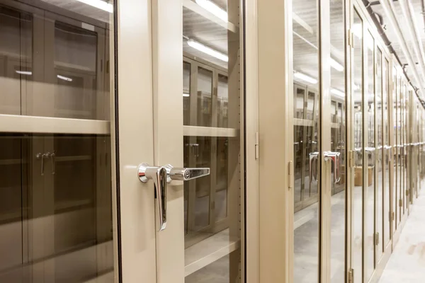 Empty metal cabinets — Stock Photo, Image