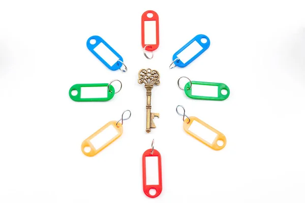 Una llave antigua con etiqueta — Foto de Stock