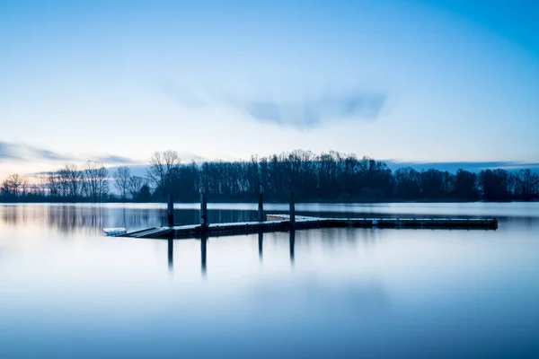 Schulensmeer Güneş Doğarken Limburg Belçika Göl — Stok fotoğraf