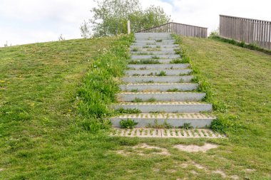 Bir tepede doğada bir merdiven var.